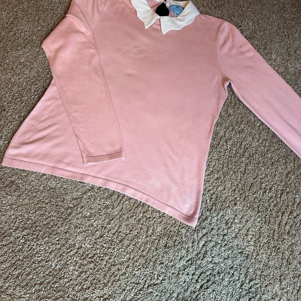CeCe Pink Long Sleeve Top with Black Bow - Picture 1 of 4